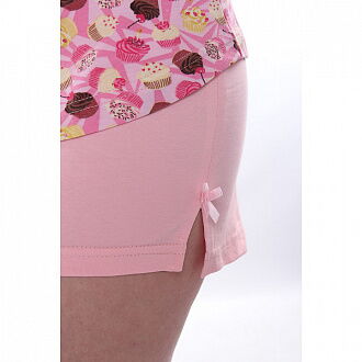 Комплект женский (майка на бретелях+шорты) VVL Пирожные розовые 169/1 - фотография