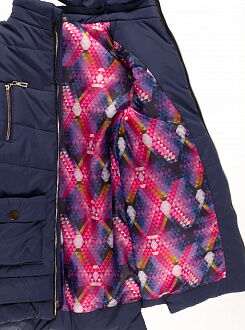 Куртка удлиненная зимняя для девочки Одягайко синяя 20004О - картинка