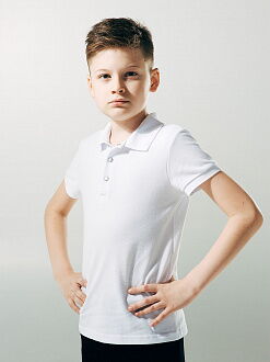 Футболка-поло с коротким рукавом для мальчика SMIL белая 114590 - фотография
