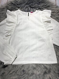 Трикотажная блузка для девочки Mevis молочная 3669-02 - фото