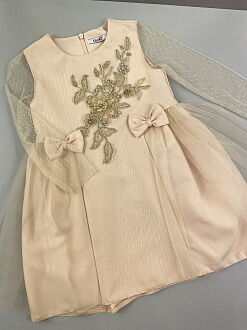 Нарядное платье для девочки Mevis кремовое 2972-02 - фото