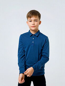 Футболка-поло с длинным рукавом для мальчика SMIL синий меланж 114742/114743 - цена