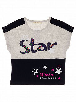 Топ-футболка для девочки Breeze Star серая 13407 - цена