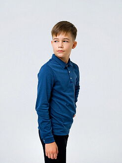 Футболка-поло с длинным рукавом для мальчика SMIL синий меланж 114742/114743 - купить
