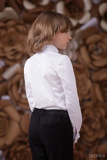 Блузка школьная с кружевом  Zironka белая 3641-01 - размеры