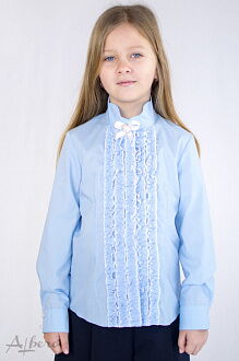 Школьная блузка с жабо для девочки Albero голубая 5014-В - цена