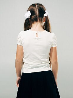 Блузка трикотажная с коротким рукавом SMIL молочная 114599 - фото