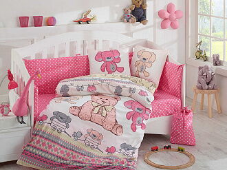 Комплект постельного белья в детскую кроватку HOBBY Tombik розовый 100*150/2*35*45 - цена