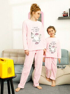 Тёплая пижама женская вельсофт Единорог розовая 72513 - цена