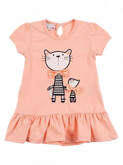 Платье для девочки Barmy Кошка и котенок персиковое 0051 - цена