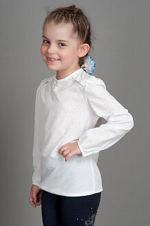 Блузка с брошью для девочки Kidzo белая BF-2-01 - цена