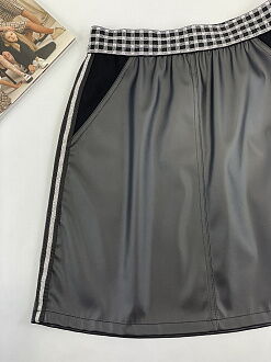 Юбка из экокожи для девочки Mevis черная 3225-03 - фото