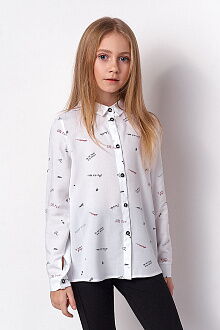 Рубашка для девочки Mevis белая 3413-01 - цена