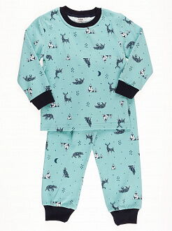 Пижама утепленная для мальчика Interkids олени бирюзовая 1953 - цена