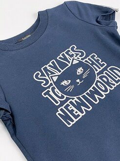 Трикотажное платье для девочки Mevis синее 3721-06 - фото