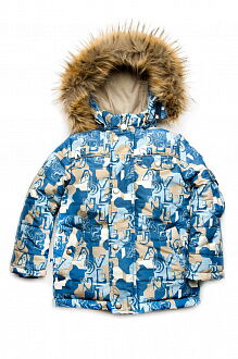 Куртка зимняя для мальчика Модный карапуз Буквы синяя 03-00735 - цена