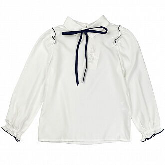 Блузка с длинным рукавом для девочки Mevis молочная 4397-02 - фото