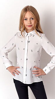Рубашка для девочки Mevis белая 3302-01 - цена