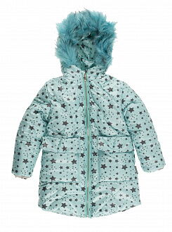 Куртка зимняя для девочки Одягайко Звезды бирюзовая 20175 - цена