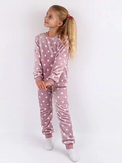 Пижама детская вельсофт Фламинго Звёздочки темная пудра 855-910 - цена