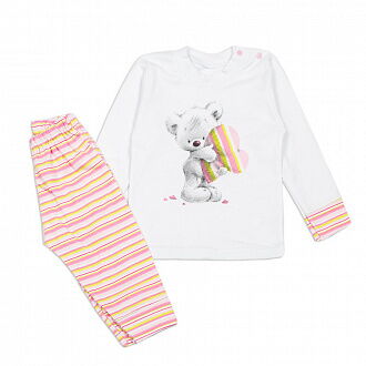 Пижама для девочки Фламинго Мишка белая 613-222 - цена