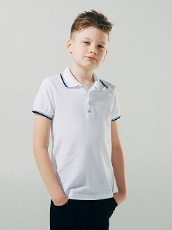 Футболка-поло с коротким рукавом для мальчика SMIL белая 114594 - цена