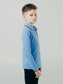 Футболка-поло с длинным рукавом для мальчика SMIL синяя 114598 - размеры