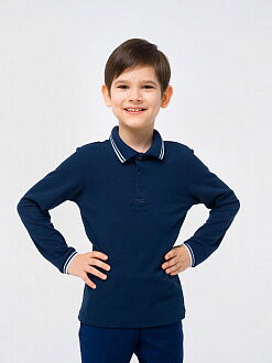 Футболка-поло с длинным рукавом для мальчика SMIL темно-синяя 114796 - цена