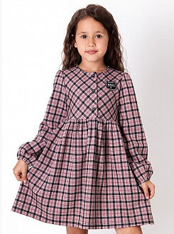 Трикотажное платье для девочки Mevis Клетка розовое 3978-01 - цена