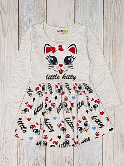 Трикотажное платье для девочки little kitty серое 6895 - фото