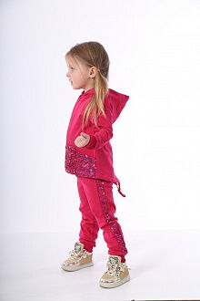 Спортивный костюм с пайетками для девочки SIM малиновый - картинка