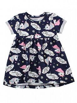 Летнее платье для девочки Фламинго Единорожки синее 047-420 - цена
