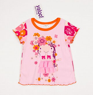 Комплект для девочки (туника+шорты) YALOO розовый 0004 - размеры