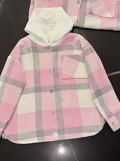 Теплая рубашка с капюшоном для девочки розовый барби 0908 - цена