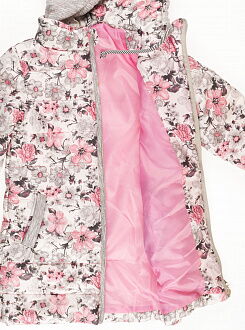 Куртка удлиненная для девочки ОДЯГАЙКО Цветы розовая 22079 - фотография