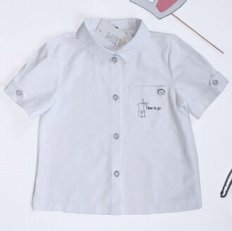 Рубашка для девочки Mevis Time to go белая 4134-01 - фото
