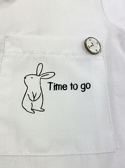 Рубашка для девочки Mevis Time to go белая 4134-01 - фотография
