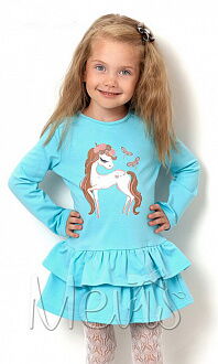 Платье трикотажное для девочки Mevis голубое 2533-03 - цена