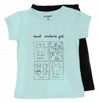 Комплект для девочки футболка и бриджи Benna Котики бирюзовый - цена