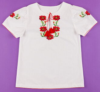 Вышиванка-блузка с коротким рукавом для девочки Valeri tex 1607-20-311  - цена
