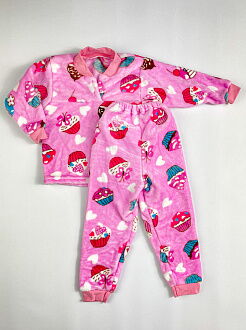 Пижама утепленная флис Пирожные розовая 014 - цена