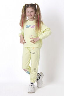 Стильный костюм для девочки Mevis салатовый 4651-01 - фото