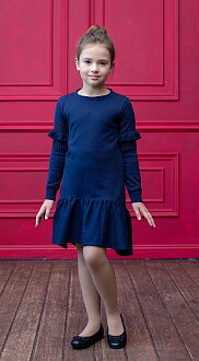 Вязаное платье для девочки TopHat темно-синее 19814 - цена