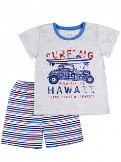 Летняя пижама для мальчика Фламинго Surfing серая 295-117 - цена