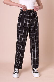 Брюки-слоучи для девочки Mevis Клетка черные 5159-01 - цена