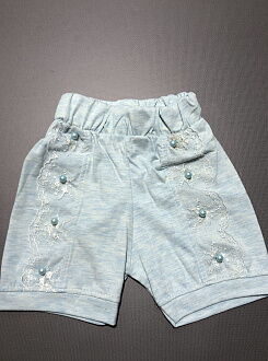Летние шорты с кружевом для девочки голубой меланж 019353 - цена