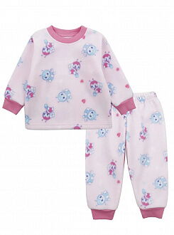 Теплая пижама флис для девочки Фламинго розовая Пчелки 347-1404 - цена