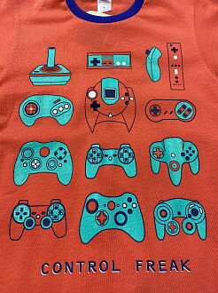 Футболка для мальчика Денди Джойстики коралловая 6234 - картинка