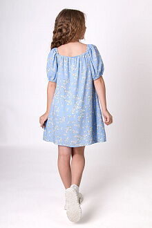 Летнее платье для девочки Mevis Цветочки голубое 4905-02 - фото