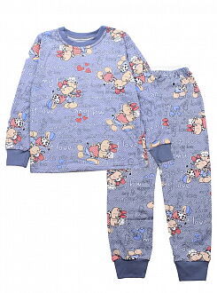Утепленная пижама для девочки Фламинго Коровки синяя 329-310 - цена